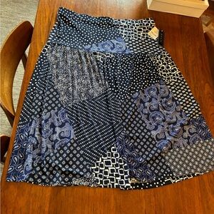 NYC Women's A-Line Patchwork Skirt - Navy and White